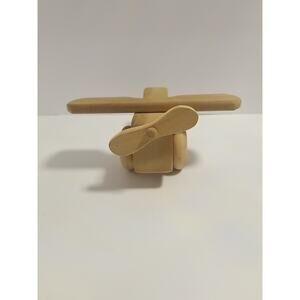 Vintage Hand Carved Wooden Toy Airplane